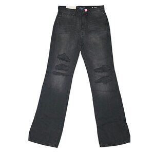 Arizona Womens Hi-Rise Bootcut Distressed Black Jeans Size 5 EcoVero Denim